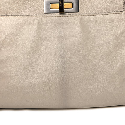 Fendi Goatskin Stingray Medium Peekaboo Iconic Satchel White Pink 24 of 31