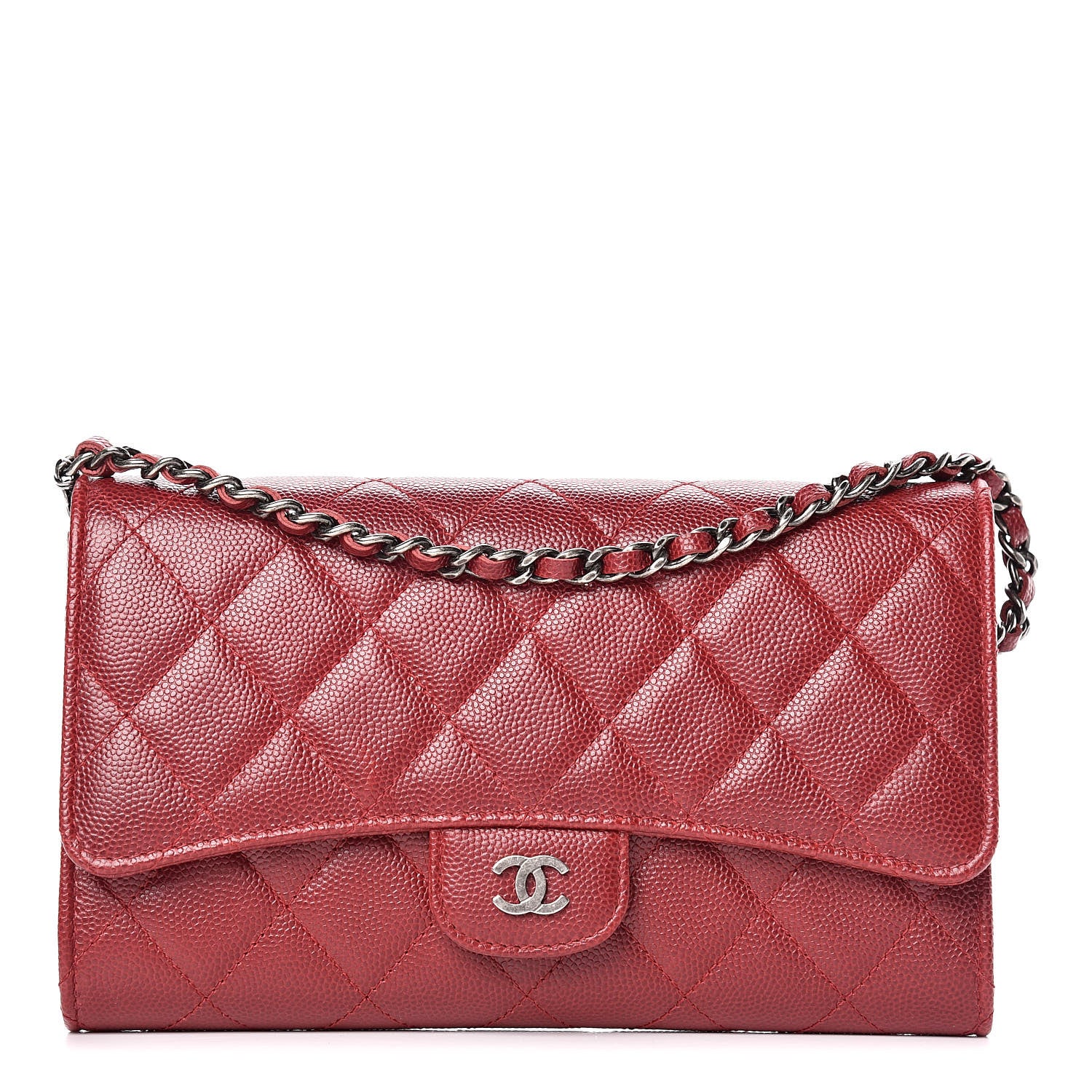Chanel Caviar Quilted Wallet on Removable Chain Red 1 of 13