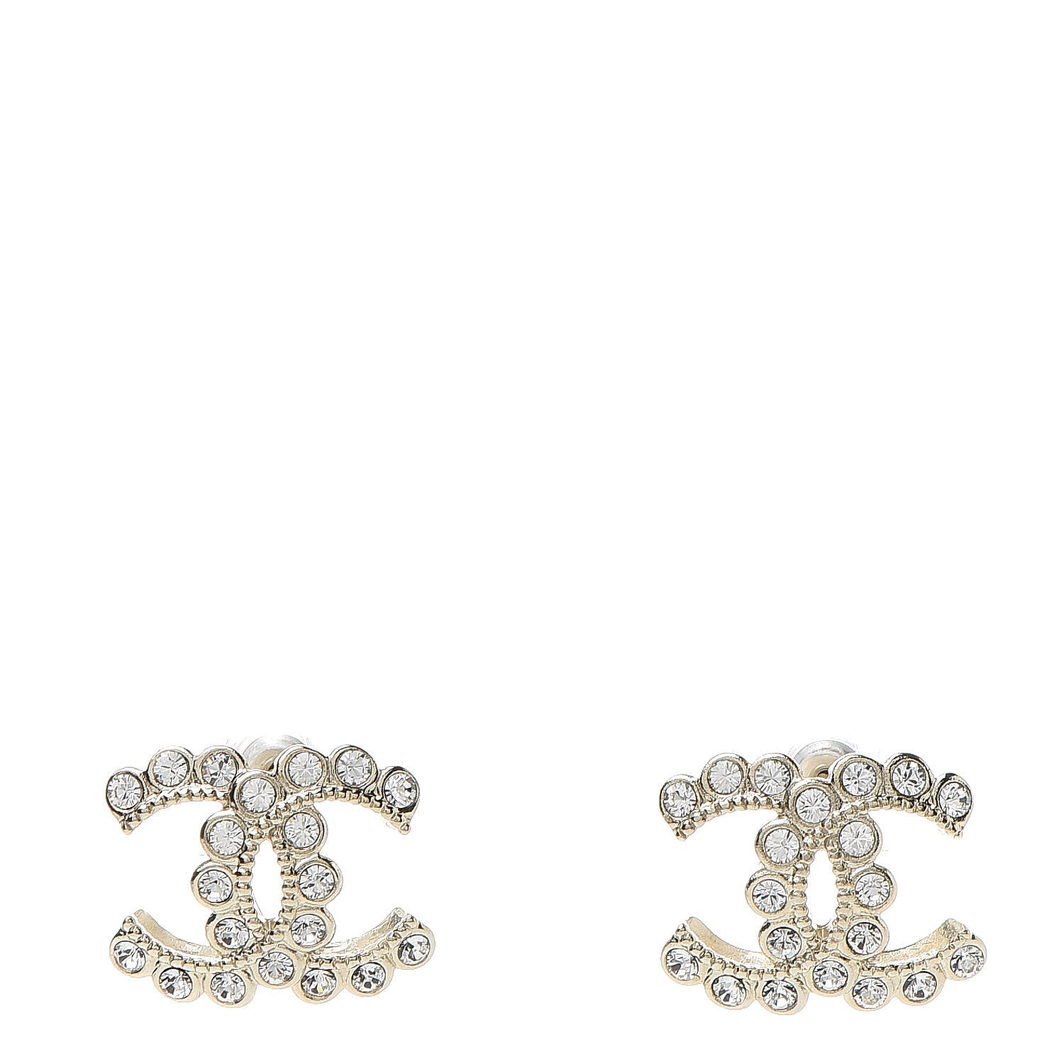Chanel Crystal CC Earrings Light Gold 1 of 5