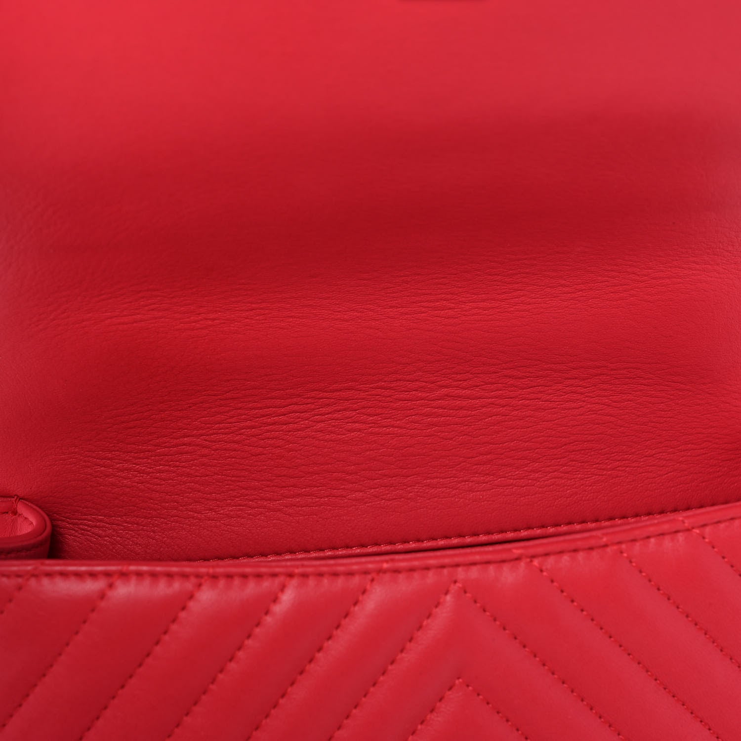 Chanel Lambskin Reverse Chevron Quilted Round Top Handle Flap Red 15 of 15