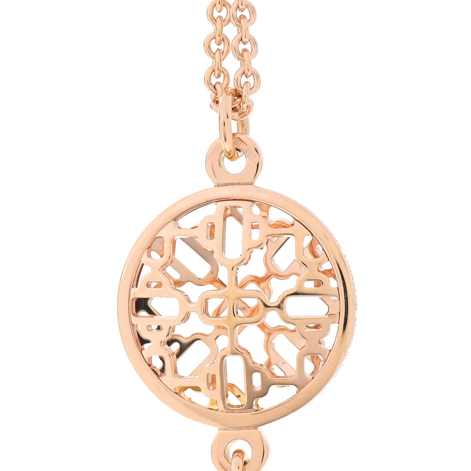 Hermes 18K Rose Gold Diamond Chaine D'Ancre Passerelle Pendant Necklace 5 of 6