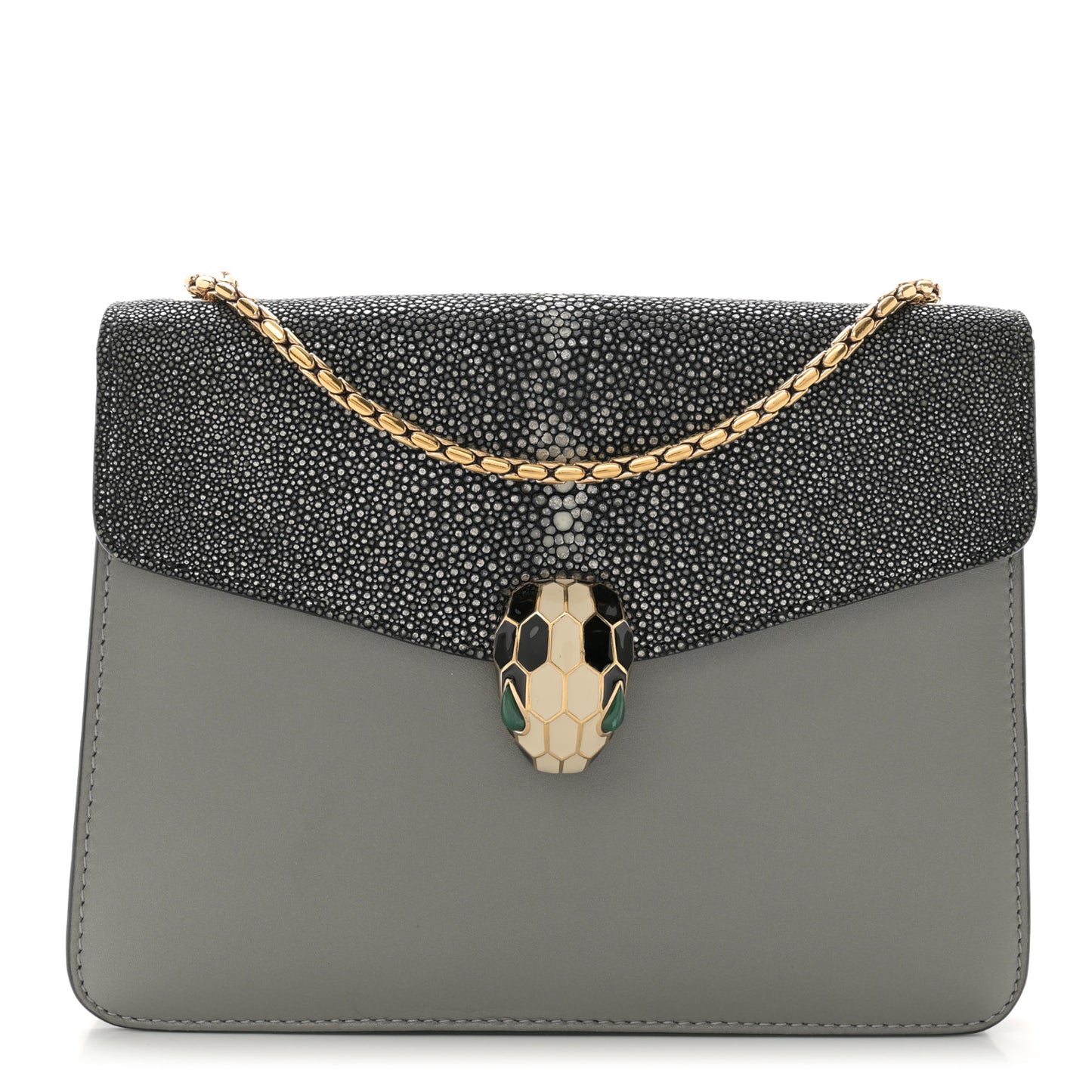 Galuchat Calfskin Serpenti Forever Crossbody Bag Grey