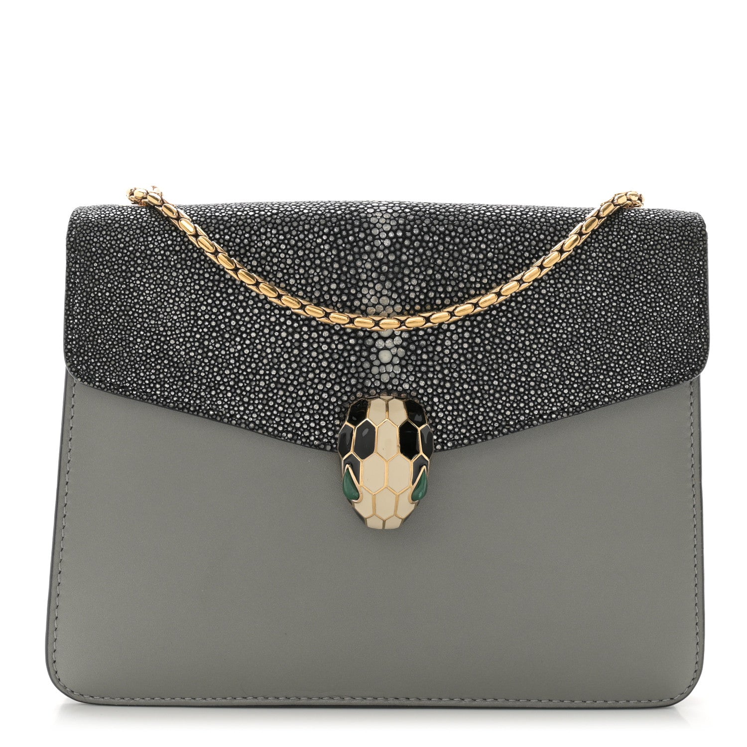 Bulgari Galuchat Calfskin Serpenti Forever Crossbody Bag Grey 1 of 14