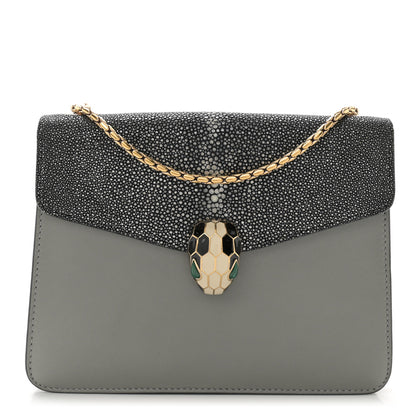 Bulgari Galuchat Calfskin Serpenti Forever Crossbody Bag Grey 1 of 14