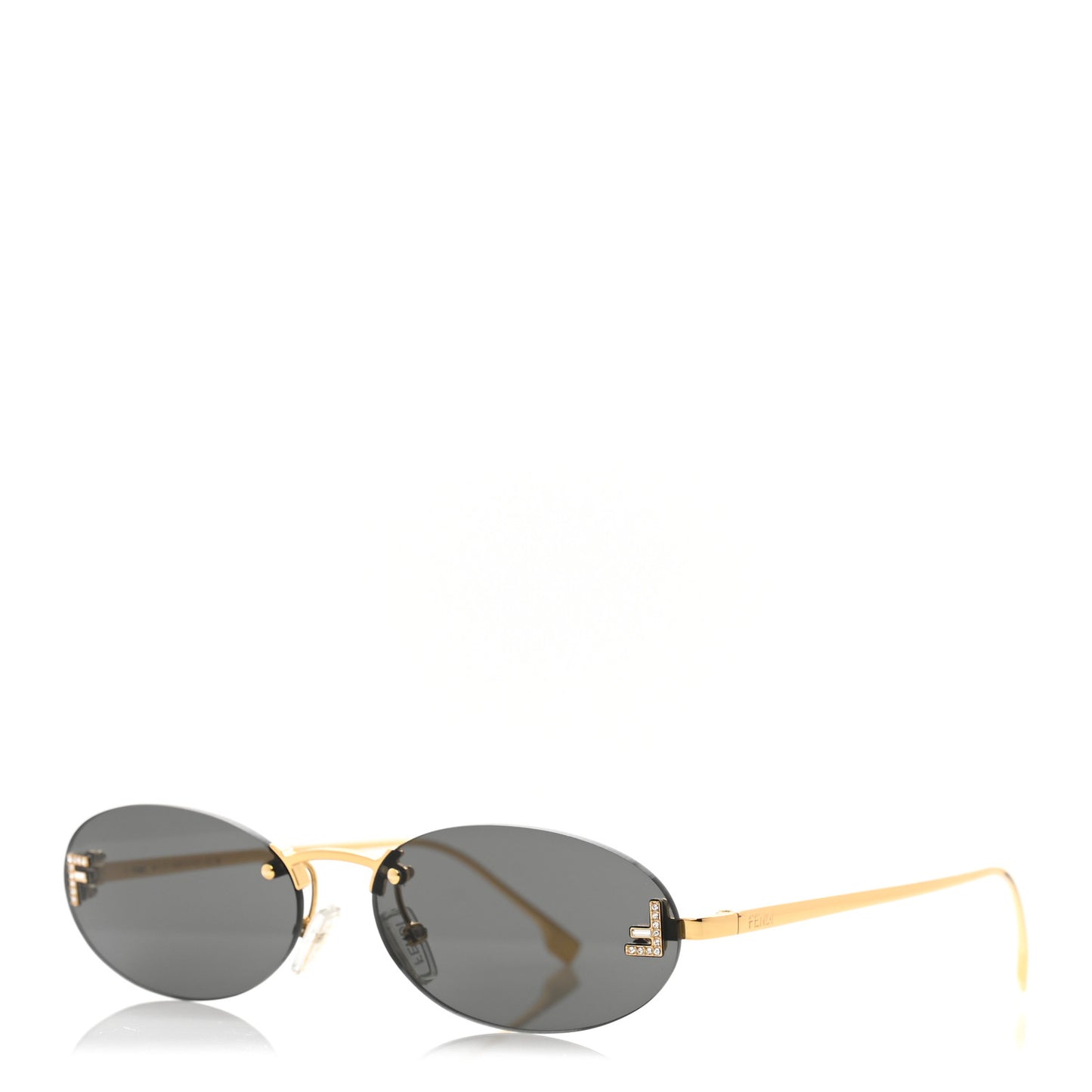 Metal Crystal Fendi First Fashion Show Oval Sunglasses FE4075US Gold Grey