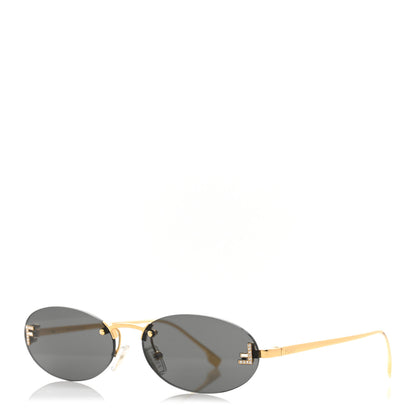 Fendi Metal Crystal Fendi First Fashion Show Oval Sunglasses FE4075US Gold Grey 1 of 8