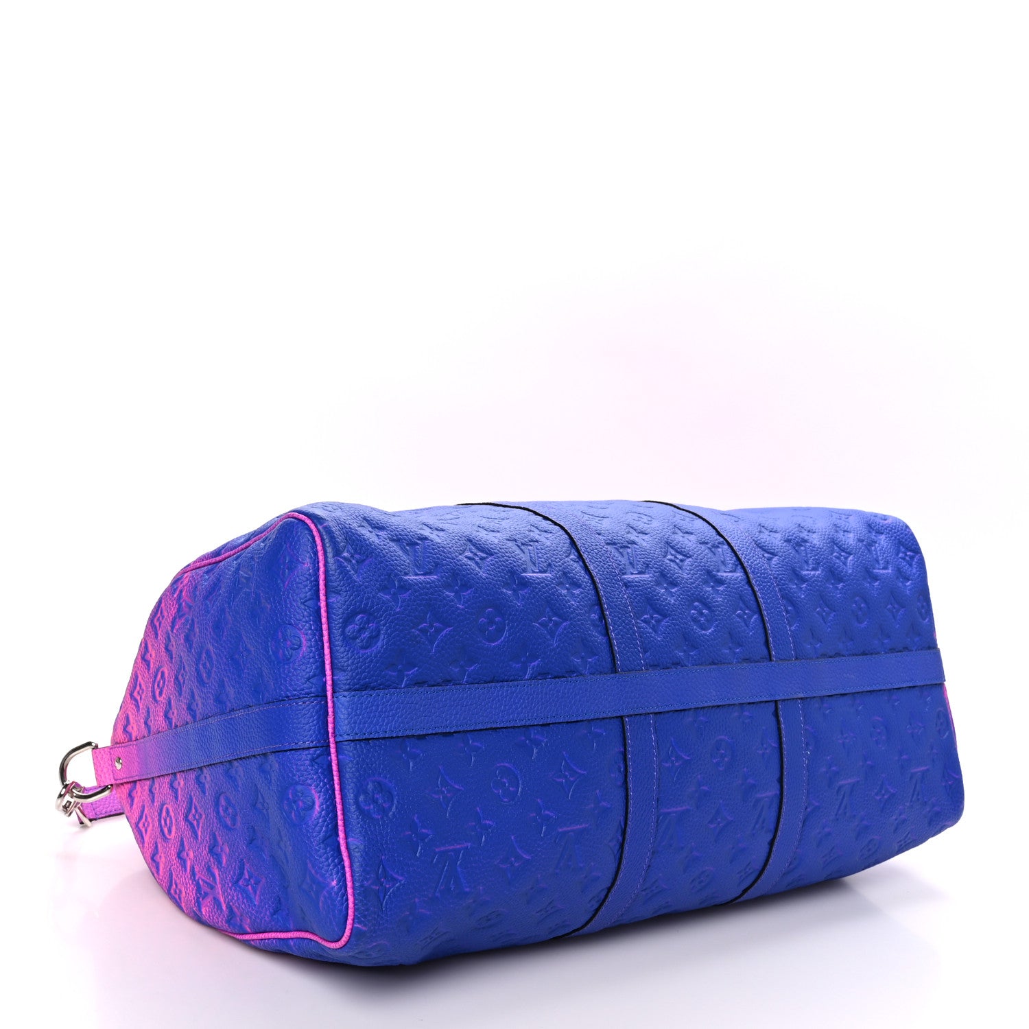 Louis Vuitton Taurillon Illusion Keepall Bandouliere 50 Bleu Rose 3 of 11
