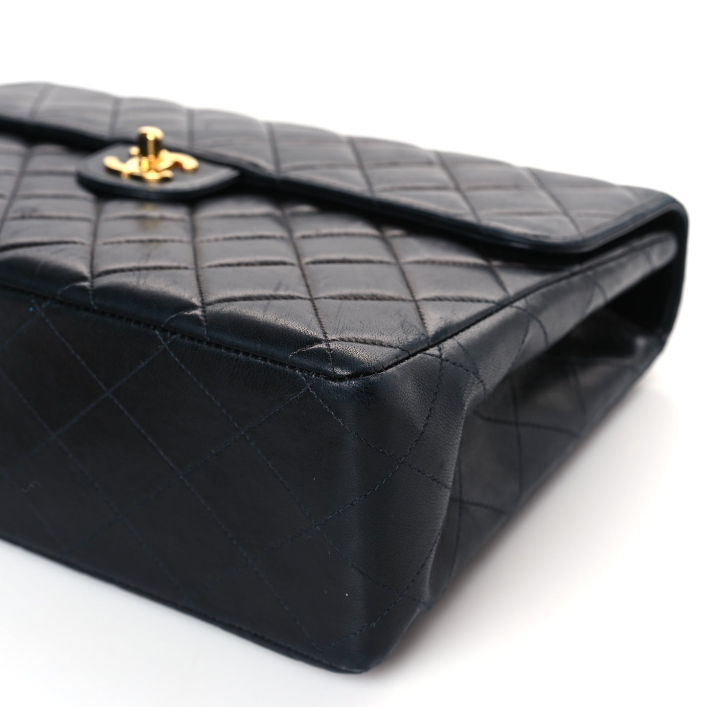 Lambskin Quilted Jumbo Single Flap Black