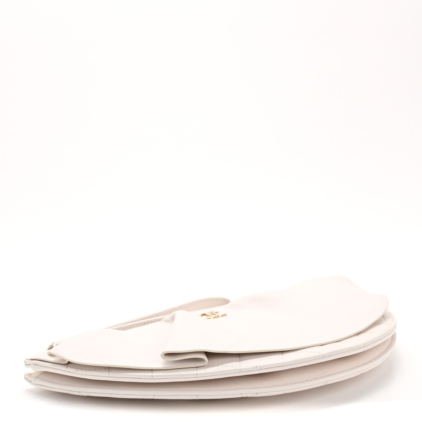Lambskin Quilted Wave Clutch White