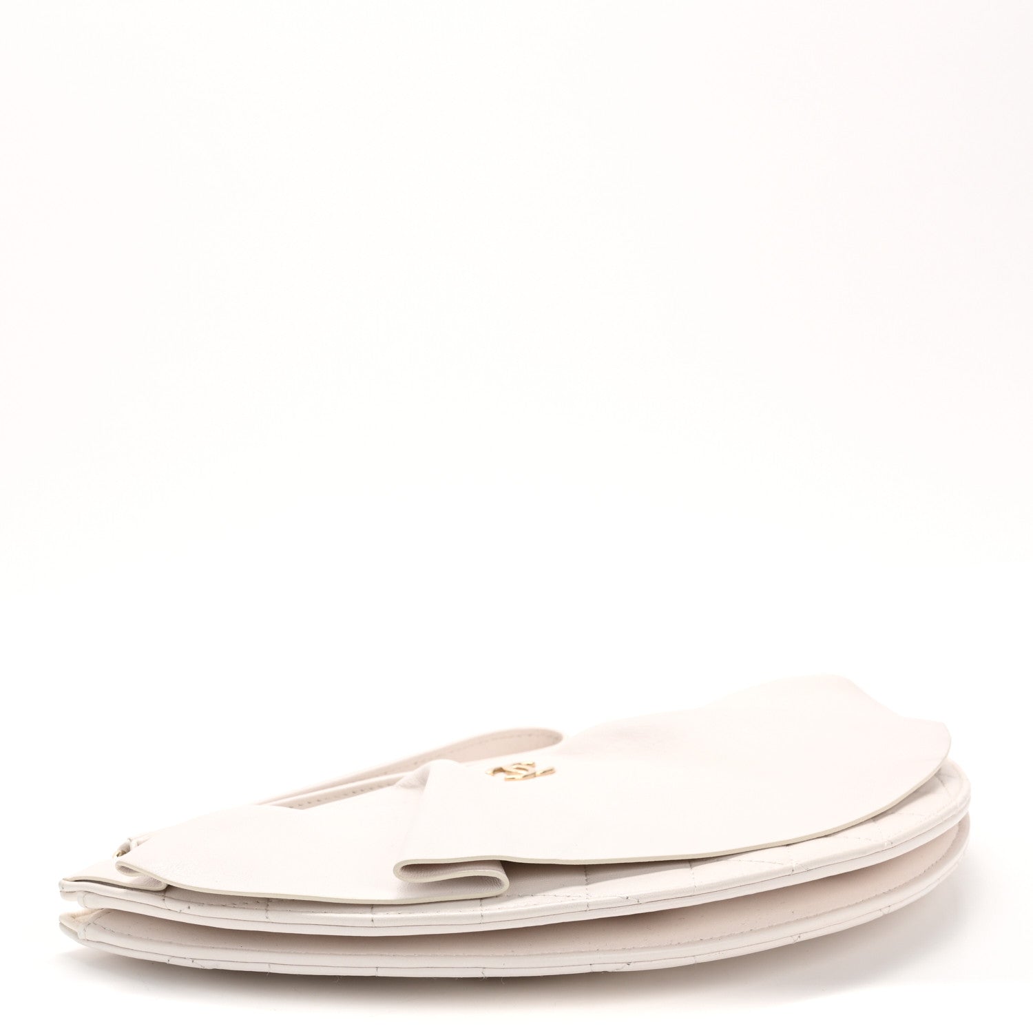 Chanel Lambskin Quilted Wave Clutch White 4 of 12