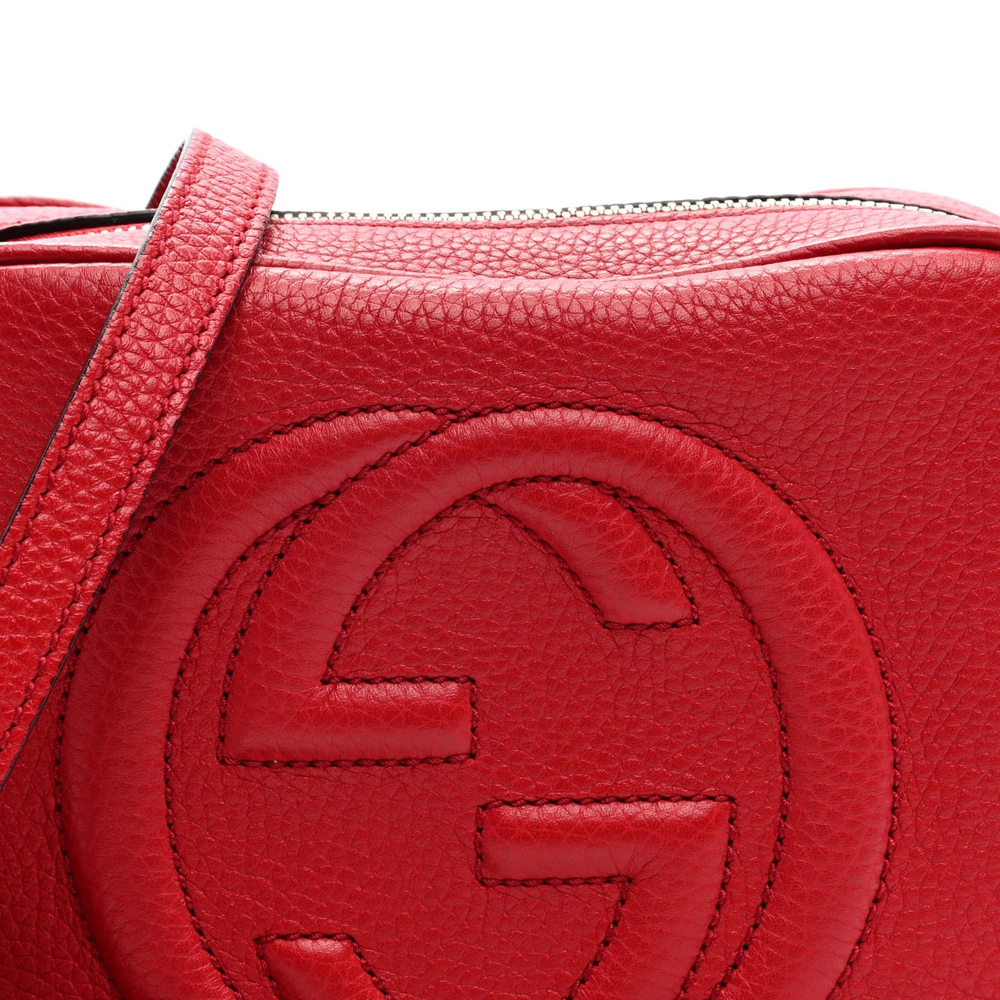 Pebbled Calfskin Small Soho Disco Bag Vibrant Red