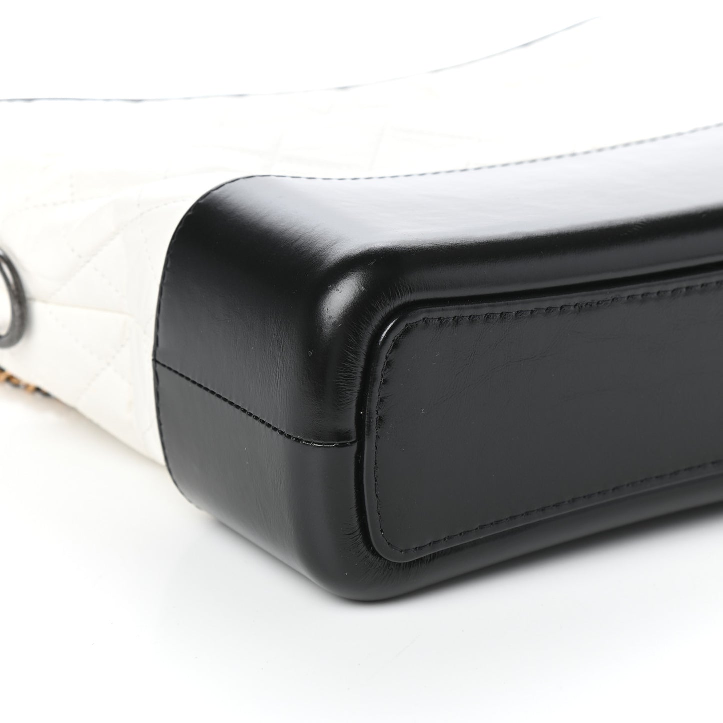 Aged Calfskin Quilted Medium Gabrielle Hobo Black White