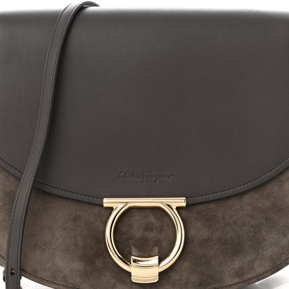 Salvatore Ferragamo Calfskin Suede Medium Margot Crossbody Grey 7 of 10