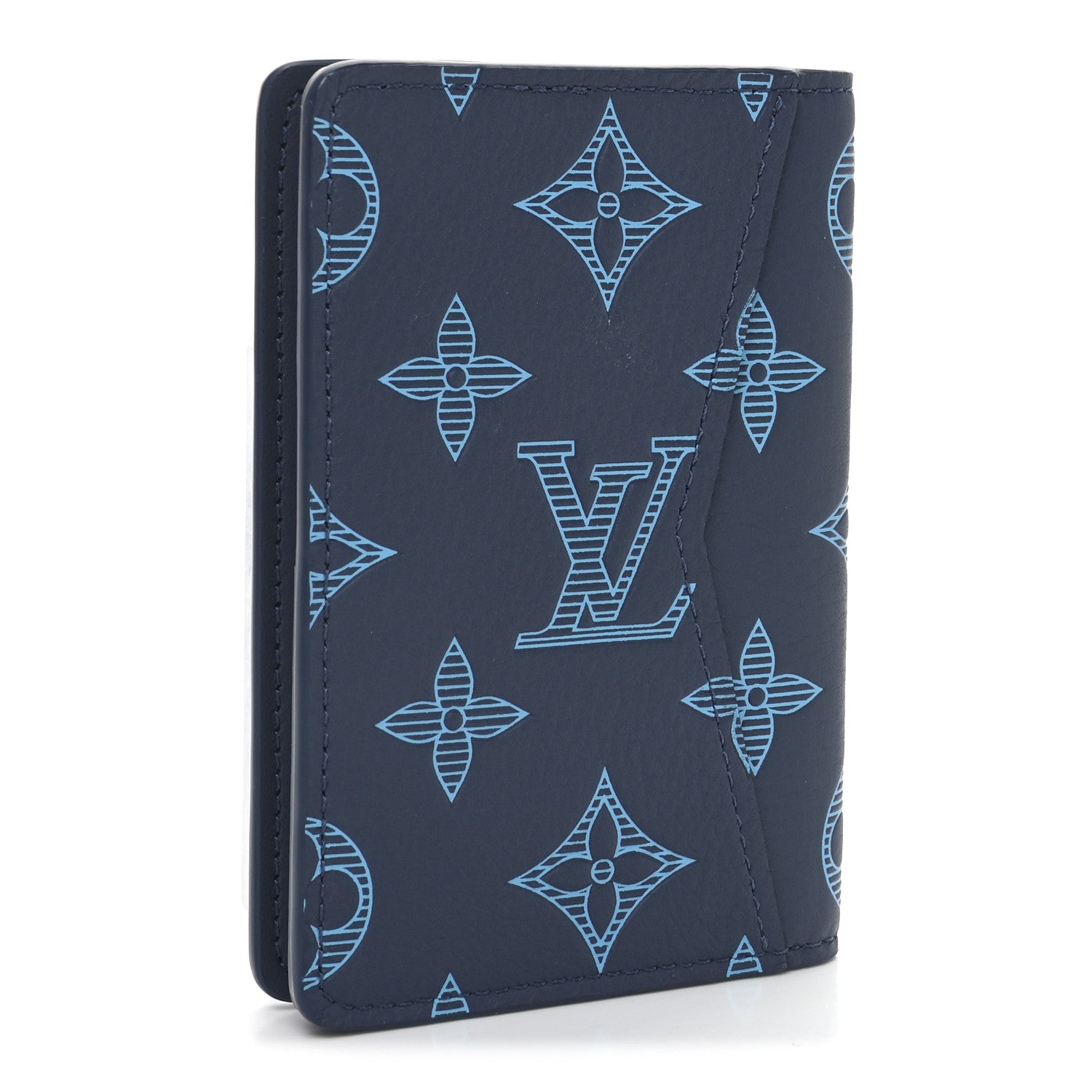 Louis Vuitton Calfskin Monogram Shadow Pocket Organizer Blue 3 of 6