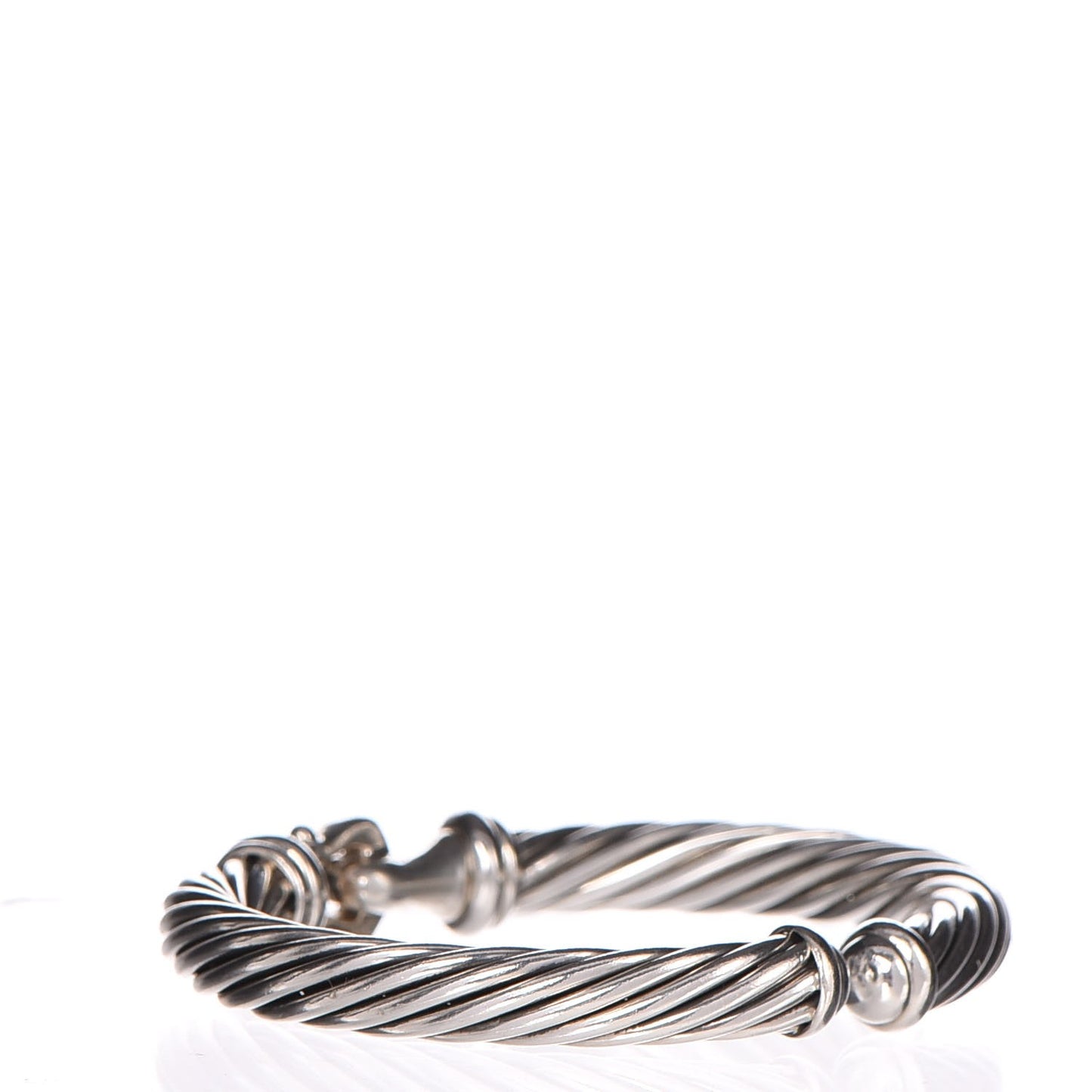 Sterling Silver Diamond 7mm Cable Buckle Cuff Bracelet