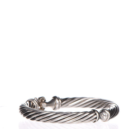 David Yurman Sterling Silver Diamond 7mm Cable Buckle Cuff Bracelet 3 of 4