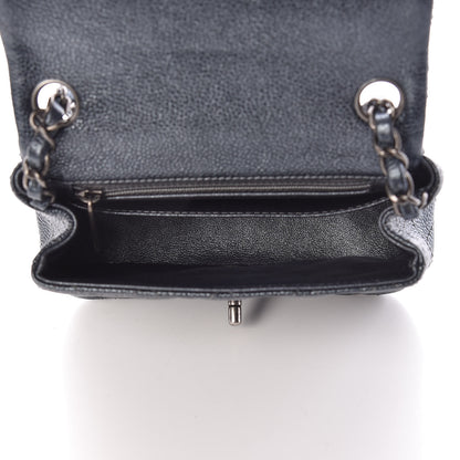 Chanel Metallic Caviar Quilted Mini Square Flap Dark Blue 5 of 11