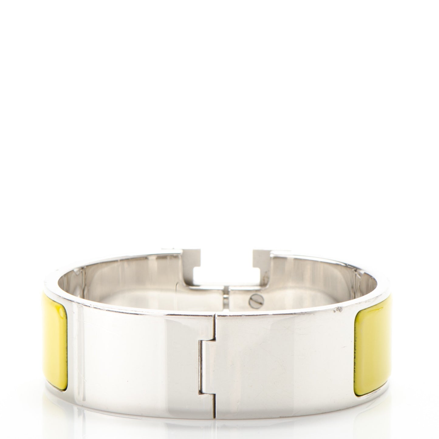 Enamel Clic Clac H Wide Bracelet GM Chartreuse