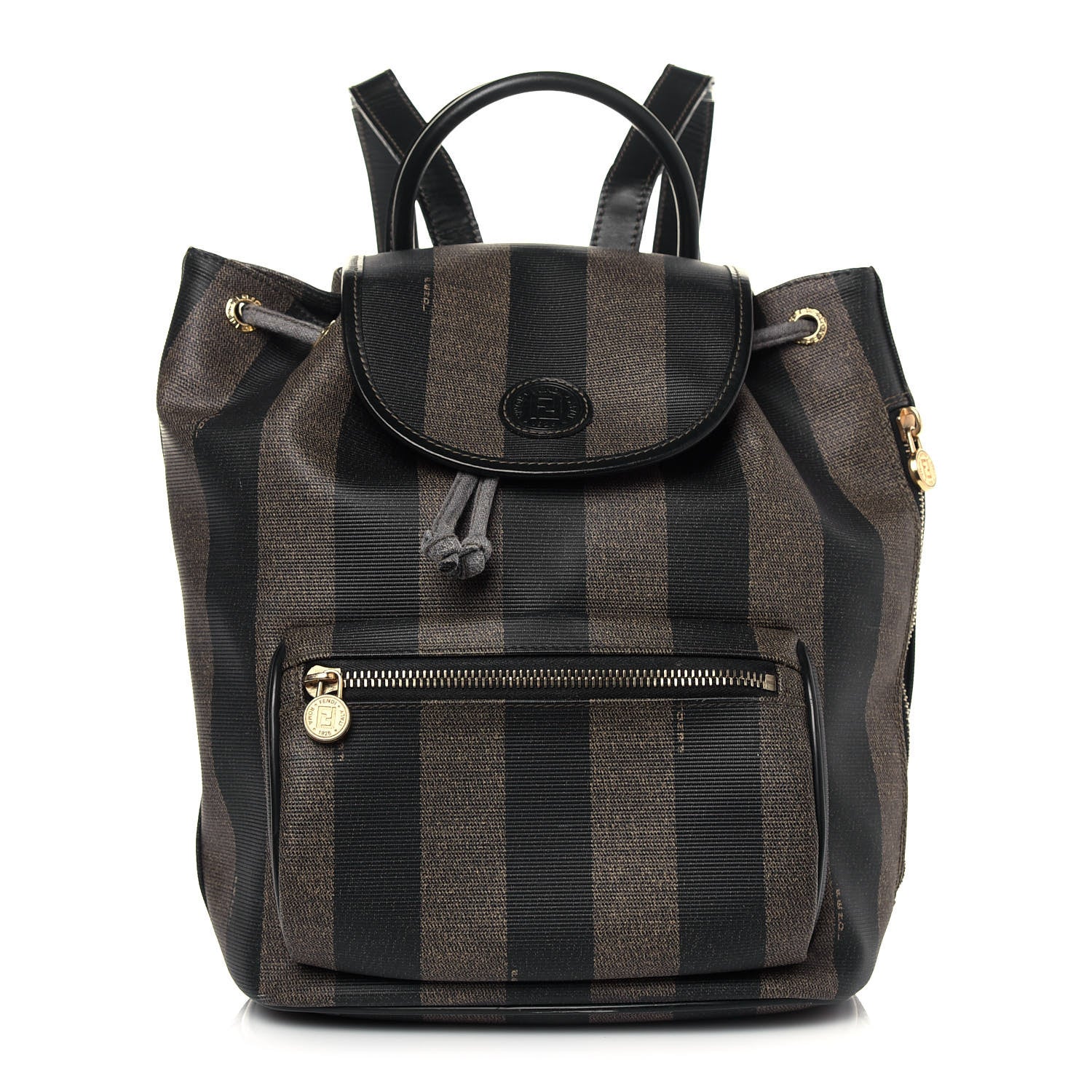 Fendi Coated Canvas Pequin Drawstring Backpack Tobacco 1 of 15