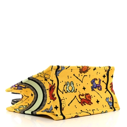 Christian Dior Canvas Embroidered Small Pixel Zodiac Book Tote Yellow Multicolor 4 of 10