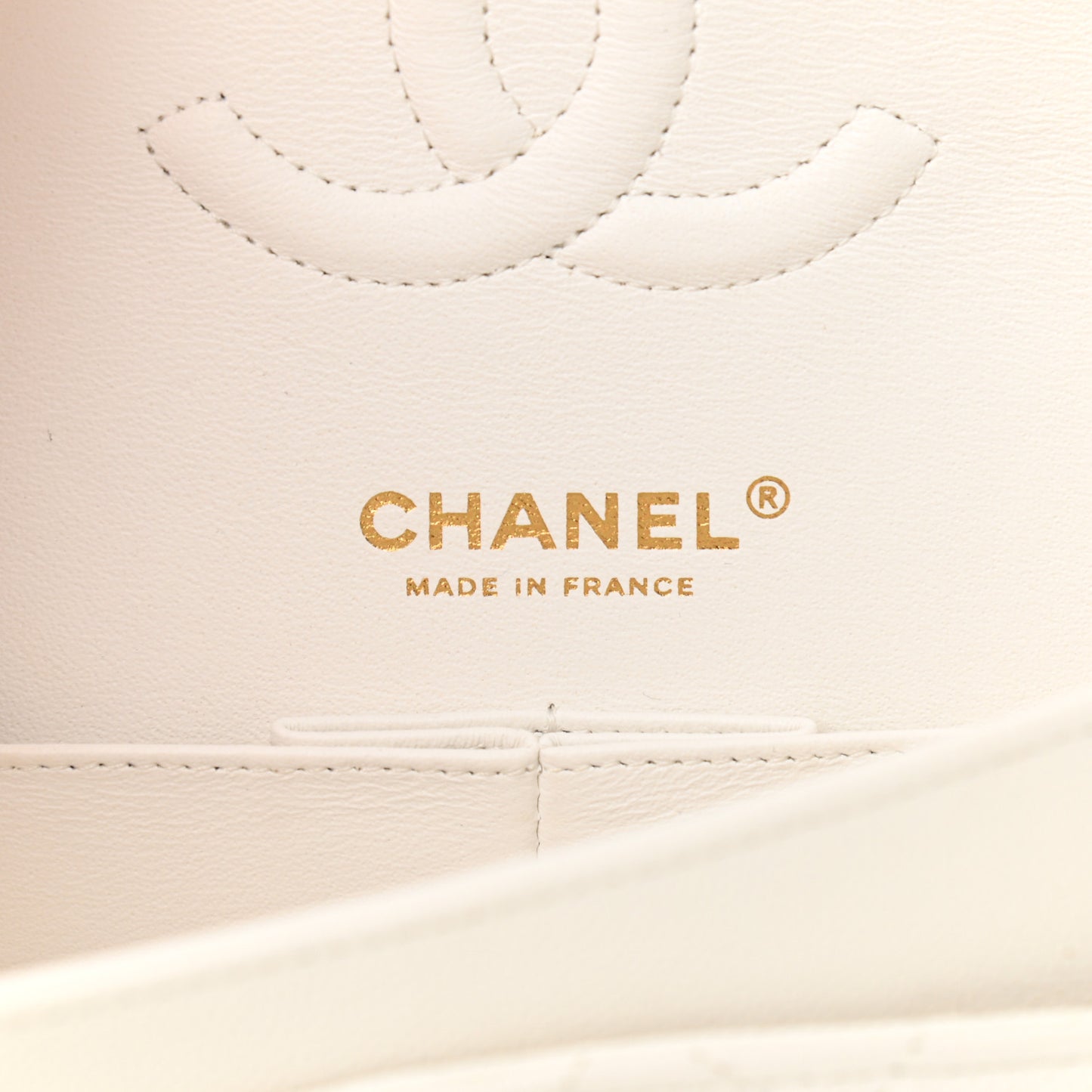 Caviar Quilted Medium Double Flap White