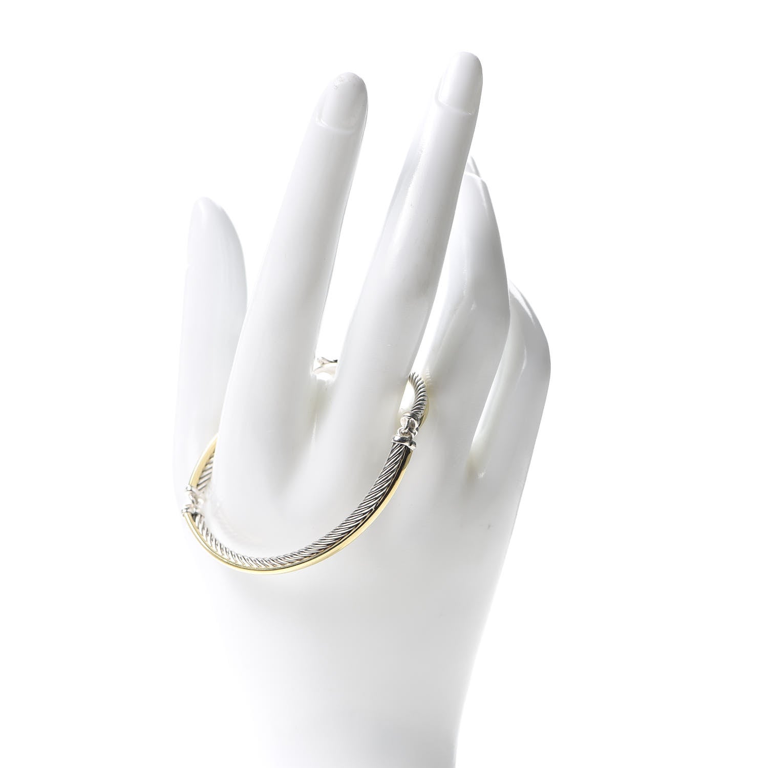 David Yurman Sterling Silver 18K Yellow Gold 3mm Crossover Bracelet 2 of 4