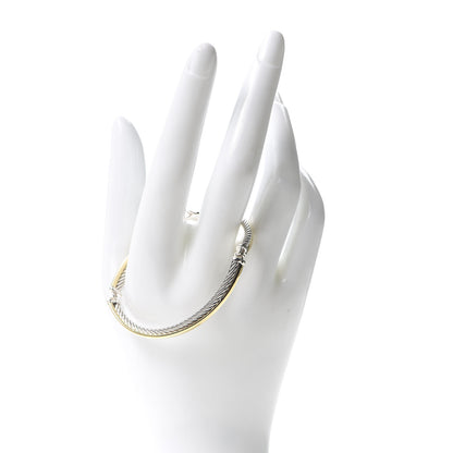 David Yurman Sterling Silver 18K Yellow Gold 3mm Crossover Bracelet 2 of 4