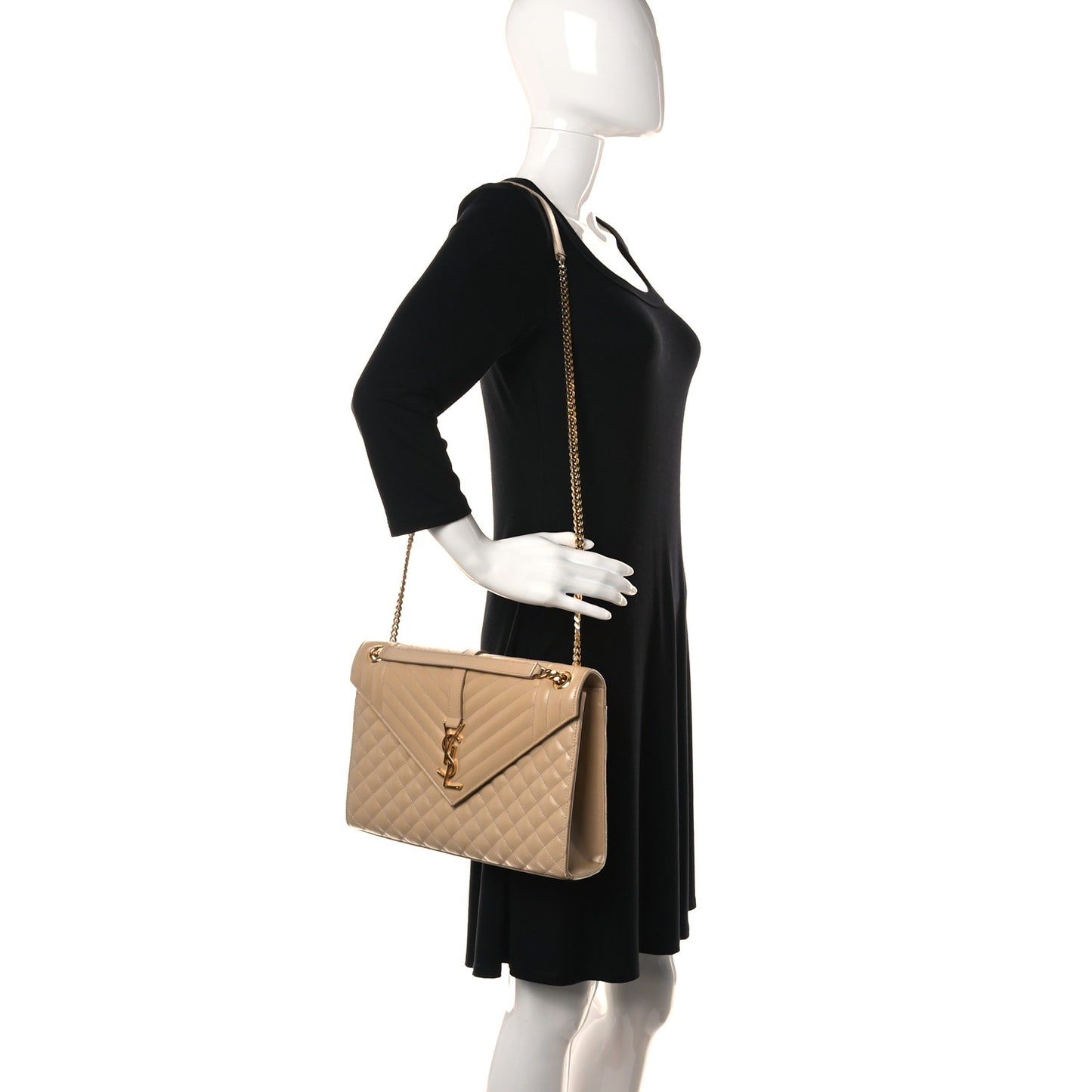 Grain De Poudre Mixed Matelasse Large Triquilt Monogram Satchel Nude Powder