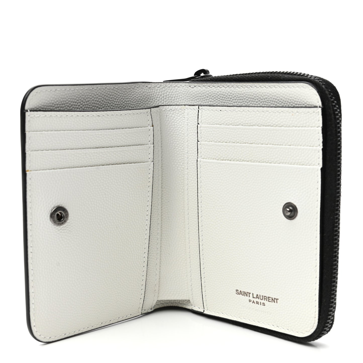 Grain De Poudre Matelasse Dotted Squares Monogram Compact Zip Around Wallet White Black