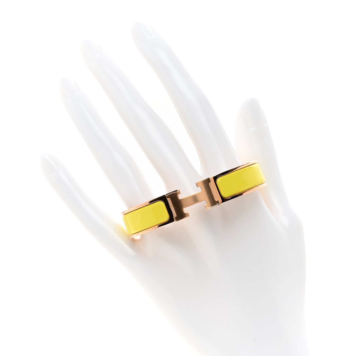 Hermes Enamel Narrow Clic Clac H Bracelet PM Jaune Tennis 2 of 4