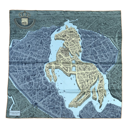 Hermes Silk La Cite Cavaliere Scarf 90 1 of 5