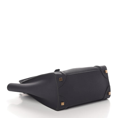 Celine Drummed Calfskin Micro Luggage Midnight 3 of 8