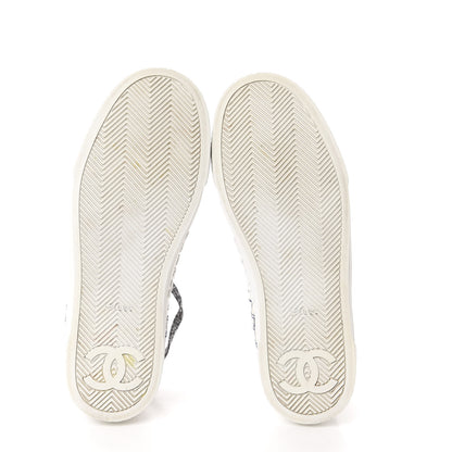 Chanel Metallic Tweed Low Top Sneakers 35 Ecru Black Yellow Gold 6 of 9