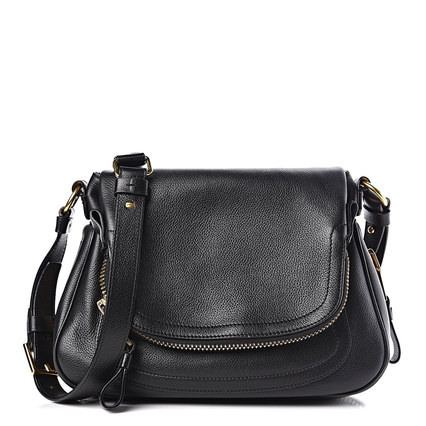 Grained Calfskin Medium Jennifer Crossbody Bag Black