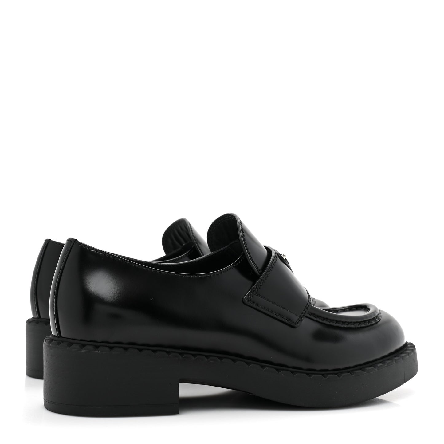 Spazzolato Metal Triangle Logo 50mm Loafers 37.5 Black
