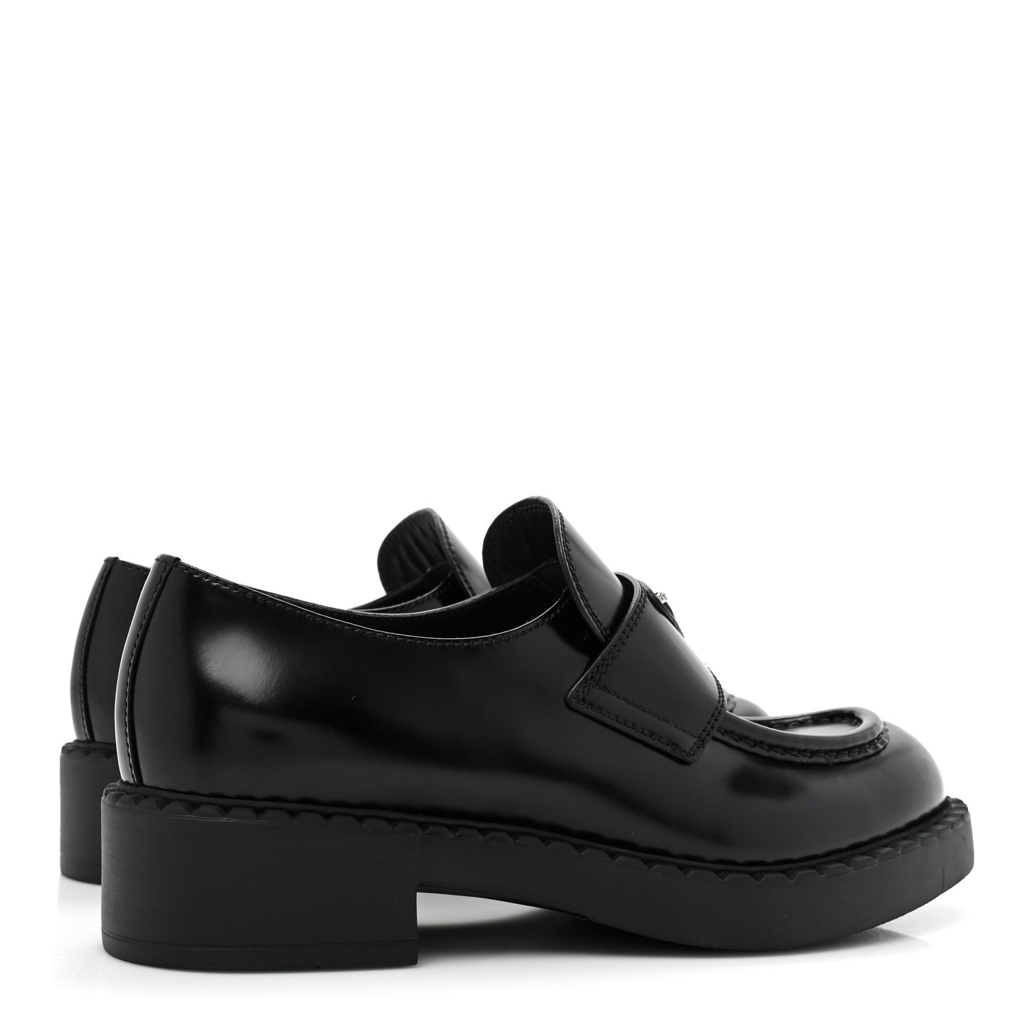 Prada Spazzolato Metal Triangle Logo 50mm Loafers 37.5 Black 4 of 8