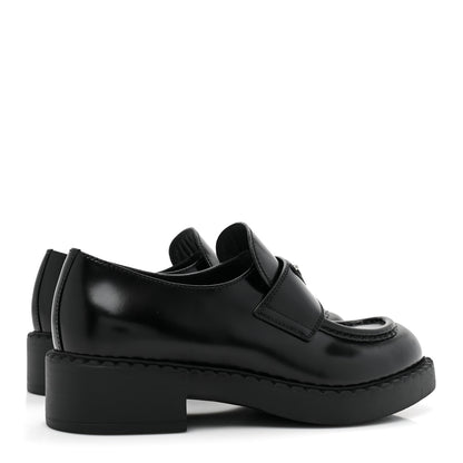 Prada Spazzolato Metal Triangle Logo 50mm Loafers 37.5 Black 4 of 8