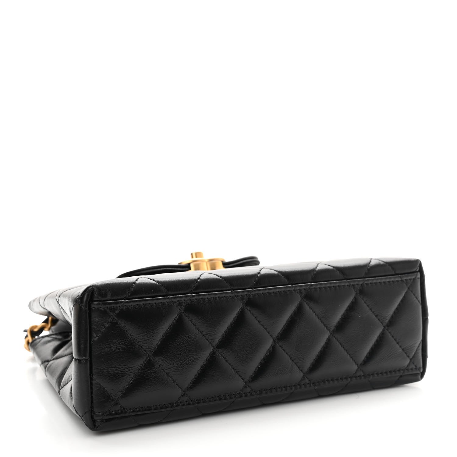 Chanel Shiny Aged Calfskin Quilted Nano Kelly Shopper Black 4 of 11
