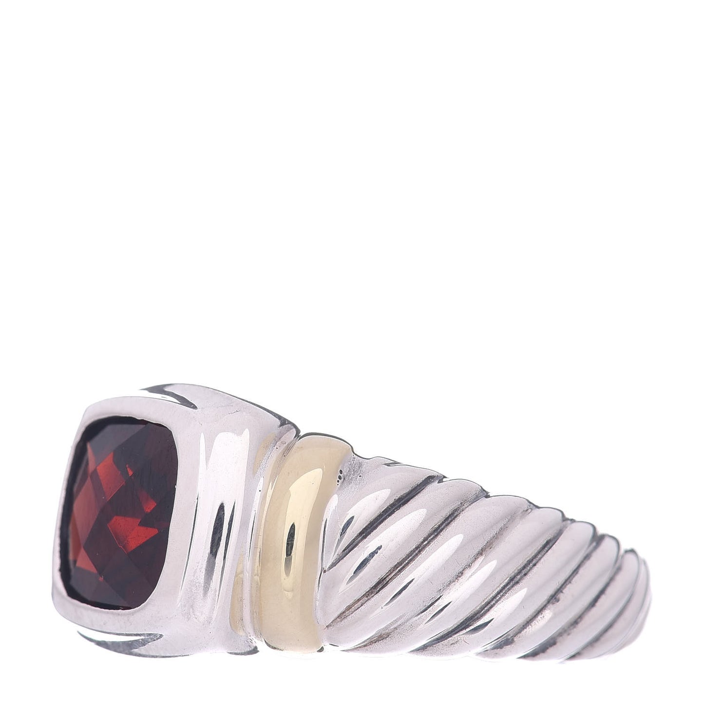 Sterling Silver 14K Yellow Gold Garnet 7mm Noblesse Ring 57 8