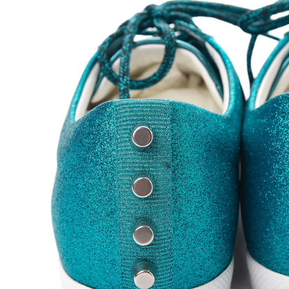 Gucci Glitter Fabric Web Studded Sneakers 9 Teal 11 of 12