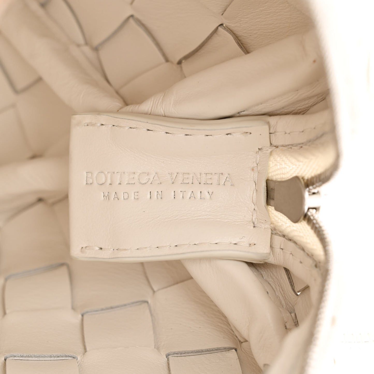Patent Nappa Intrecciato Mini Loop Camera Bag White