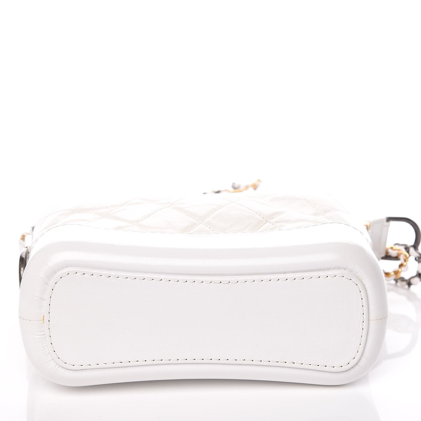 Patent Goatskin Quilted Small Gabrielle Hobo White