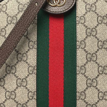 Gucci GG Supreme Monogram Textured Dollar Calfskin Web Small Ophidia Dome Shoulder Bag Beige Ebony New Acero 8 of 10