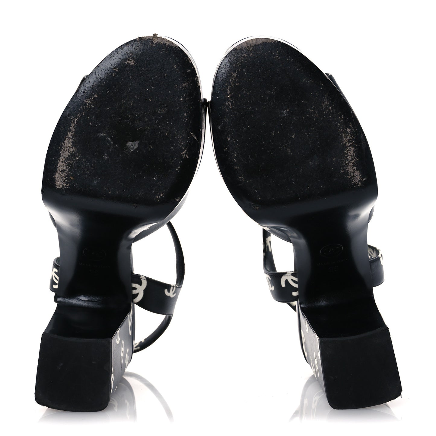 Printed Lambskin Coco Beach Platform Sandals 39 Black White