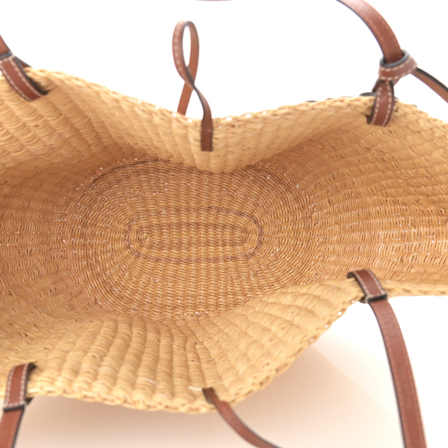 Calfskin Raffia Paulas Ibiza Small Basket Tote Bag Natural Tan