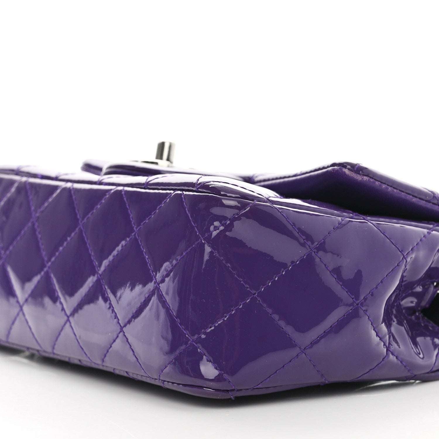 Chanel Patent Quilted Mini Rectangular Flap Purple 10 of 13