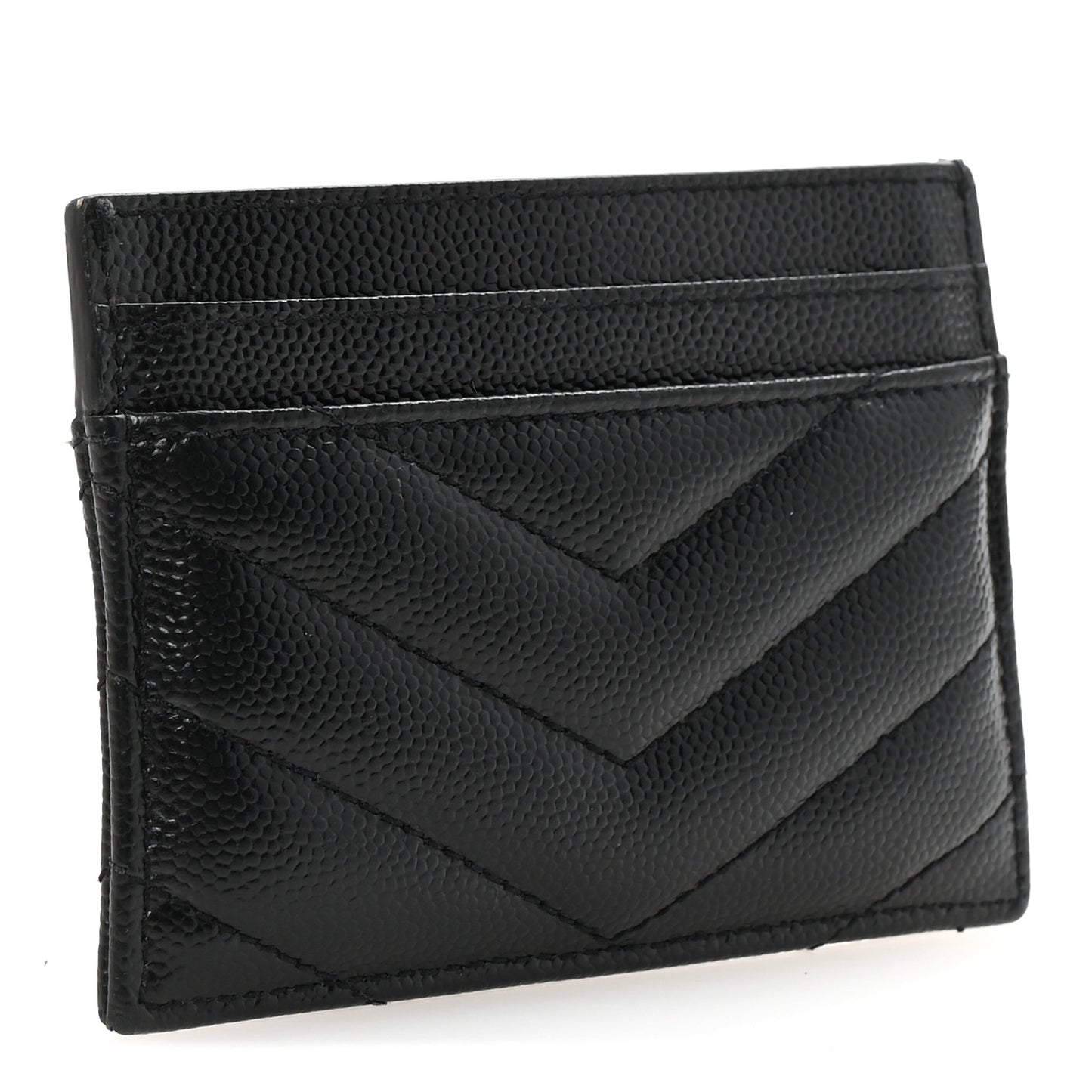 Grain De Poudre Matelasse Chevron Monogram Credit Card Case Black