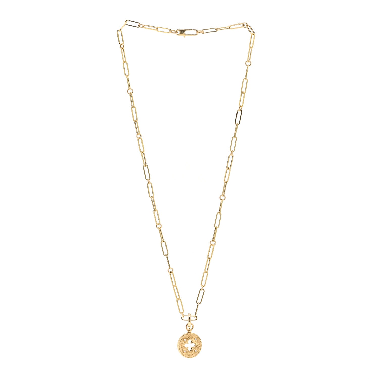 Roberto Coin 18K Yellow Gold Diamond Double O Paperclip Link Necklace 3 of 4