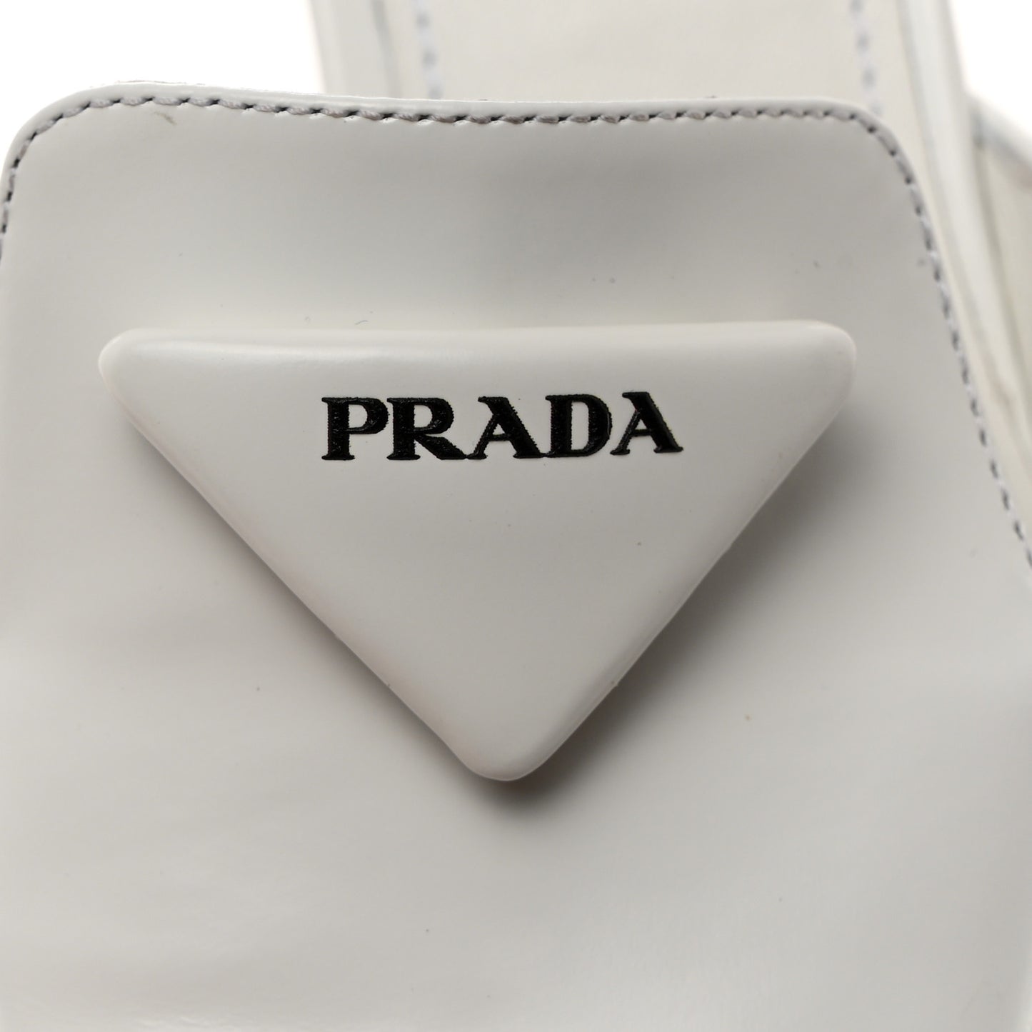 Spazzolato Triangle Logo Pointed Toe 55mm Mules 37.5 White