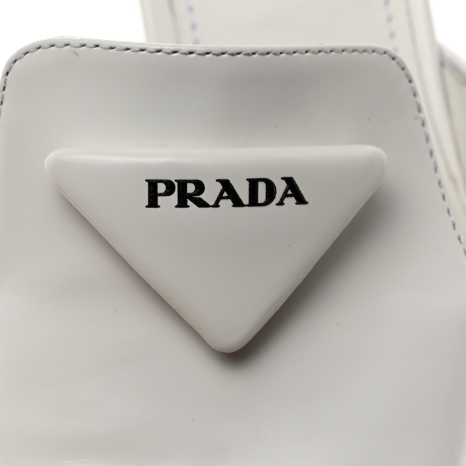 Prada Spazzolato Triangle Logo Pointed Toe 55mm Mules 37.5 White 8 of 9